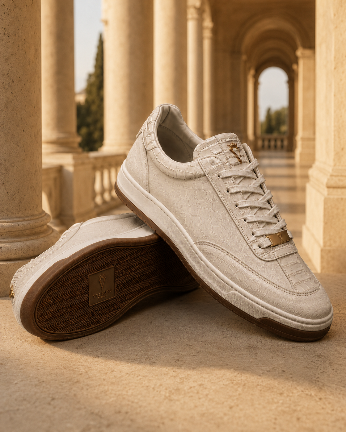 Vellori Court Sneaker in Ivory