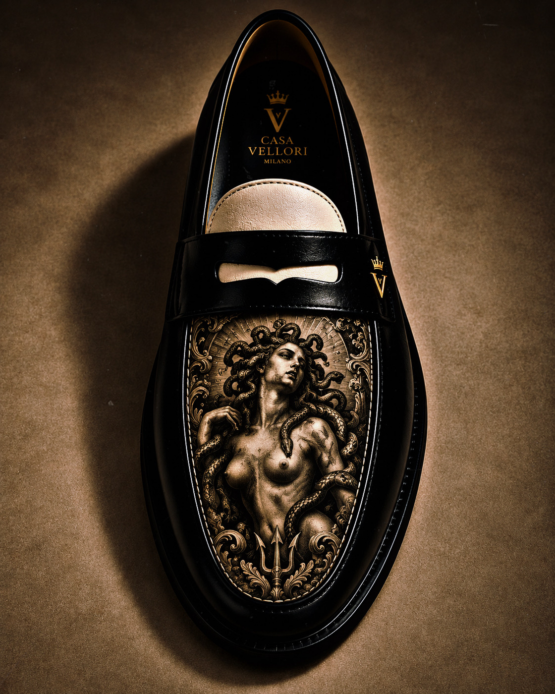 Medusa Intarsia Loafer in Nero