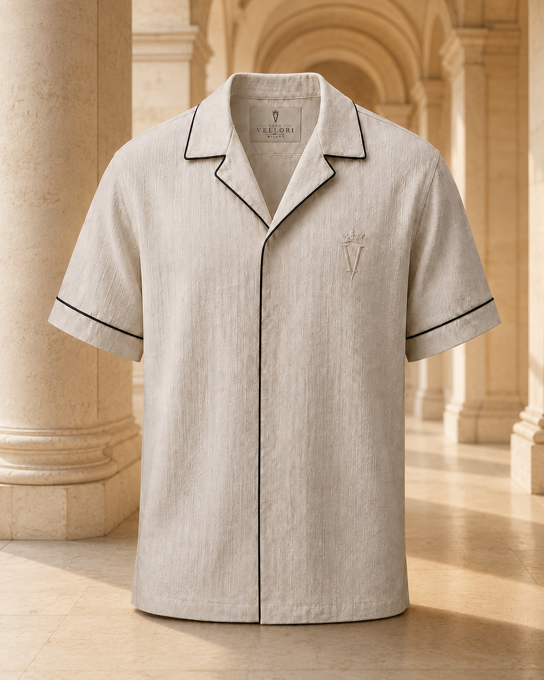 Vellori Resort Shirt Ivory als präzise Produktstudie