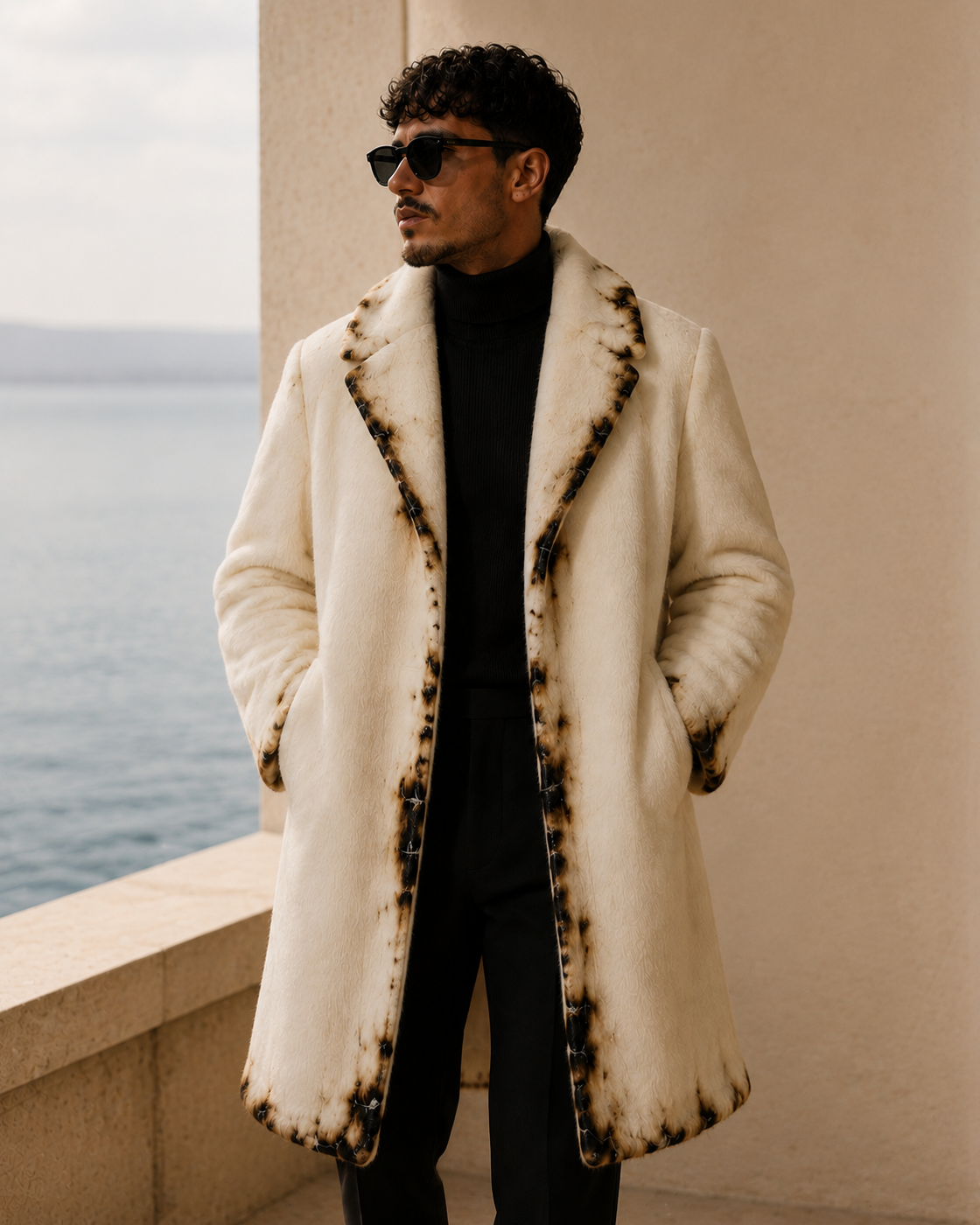 Scorched Ivory Shearling Coat getragen